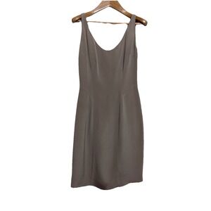 Luca Luca by Luca Orlandi Taupe 100% Silk V-Neck Sheath‎ Dress Size 40 Italy